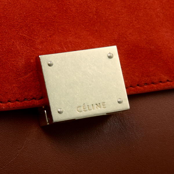 Celine Trapeze Bags Original Calf&Suede Leather Brown&Red&White