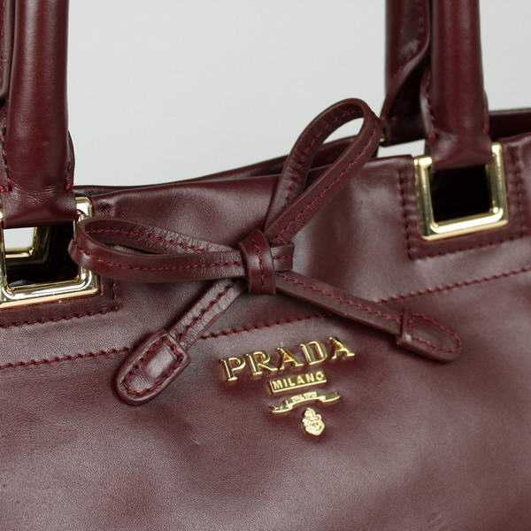 Top Quality Prada Glace Calf Leather Tote Bag BN2243 Bordeaux