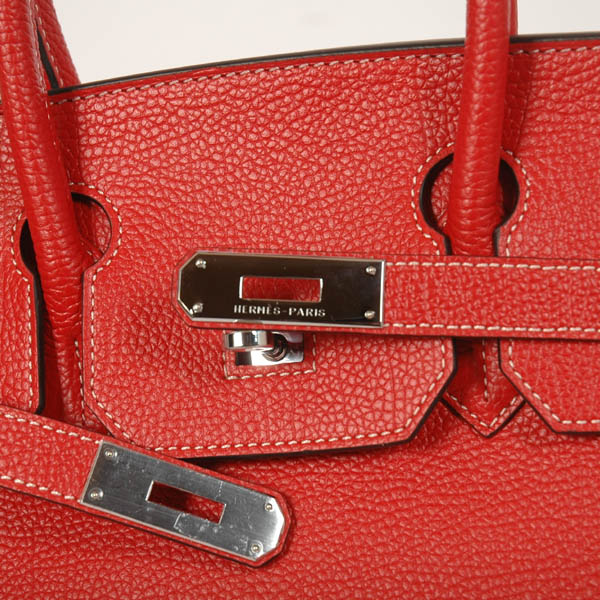 Hermes Birkin togo leather 30CM togo in Flame with Silver hardware