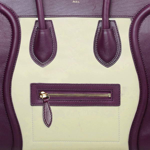 Celine Luggage Mini Boston Bags Original Leather&Suede Purple