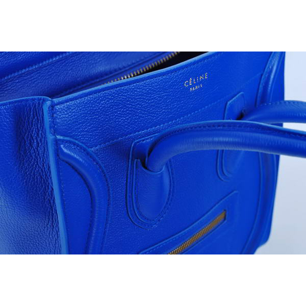 Hot Sell Celine Luggage Micro Boston Bag Calf Leather Blue