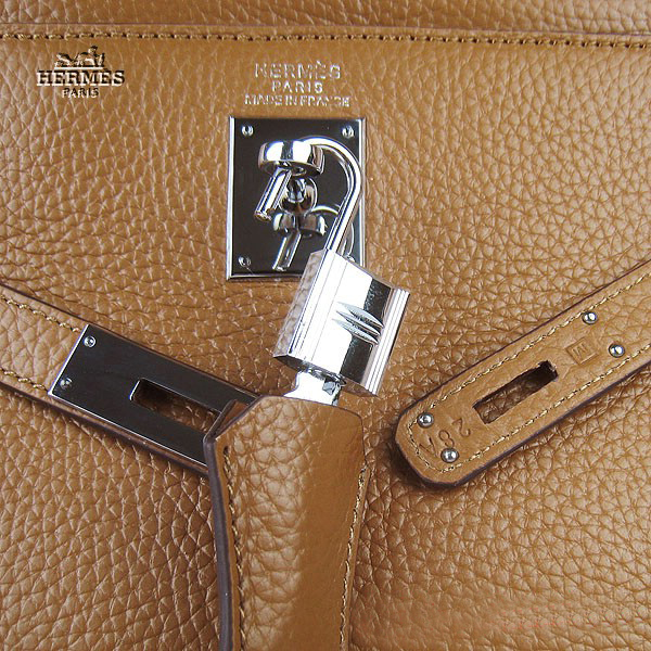 Hermes Kelly 35cm Togo Leather Bag Light Coffee 6308 Silver Hardware