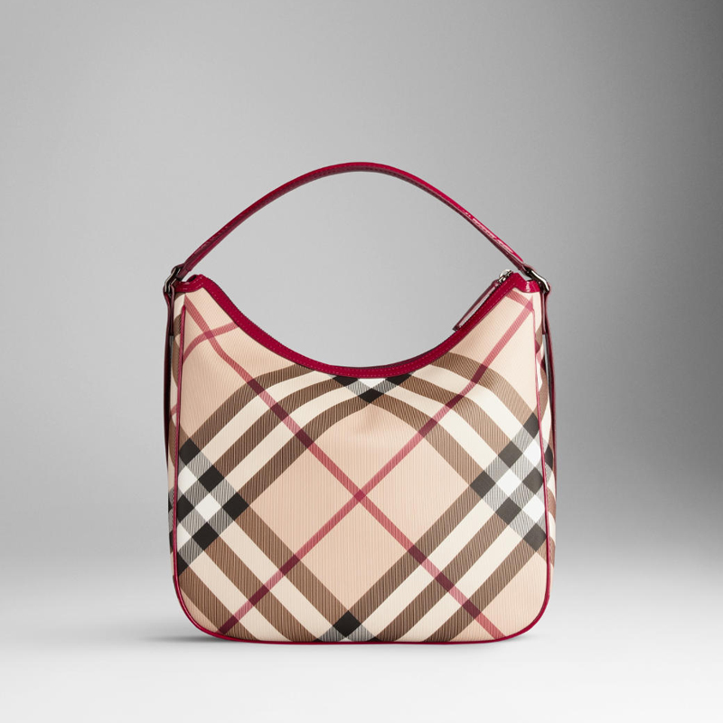 MEDIUM CHECK PATENT TRIM HOBO