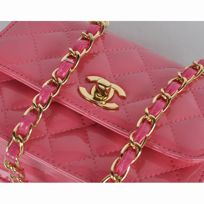 Chanel Classic Micro Flap Bag 1118 peach Patent leather Gold Hardware