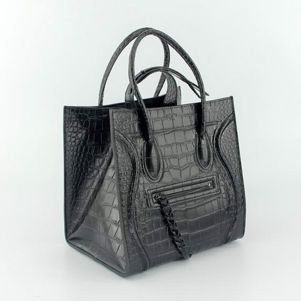 Celine Luggage Phantom Square Bags Crocodile Leather 108905 Black