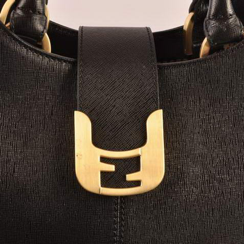 Fendi 2jours Saffiiano Leather Tote Bag 2546 Black