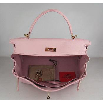 Hermes Kelly Handbags 32CM Pink(gold)