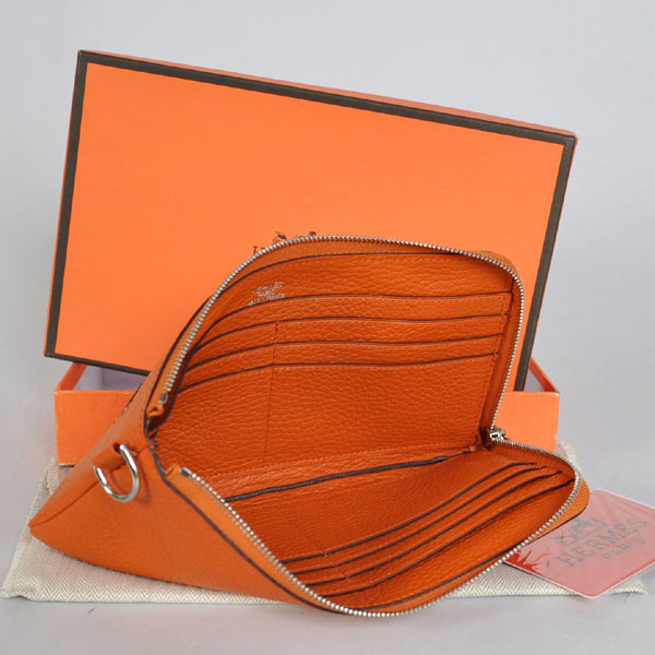 Hermes Zipper Wallet clemence leather in Orange