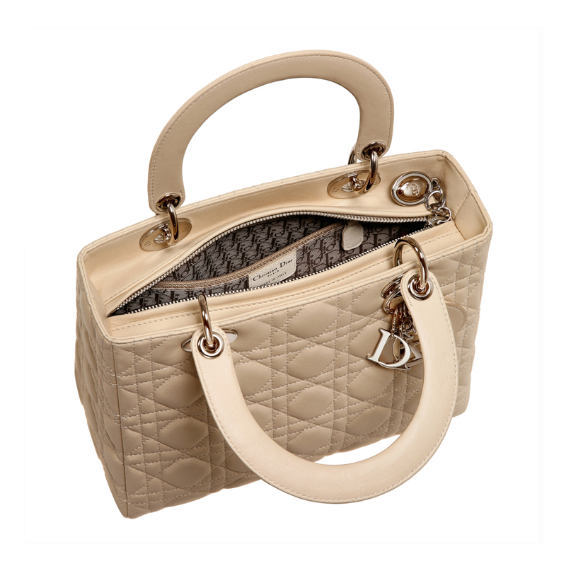 Lady Dior bag in beige leather