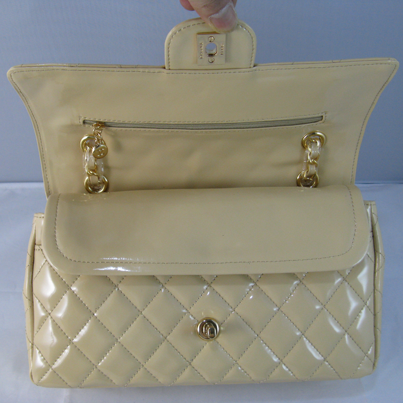 Chanel beige color with gold chain