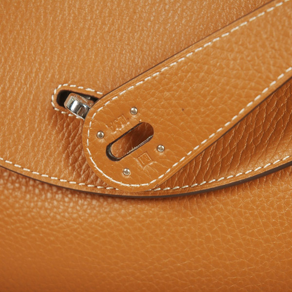 Hermes Lindy Bag 34 clemence leather in Camel with Silver hardware