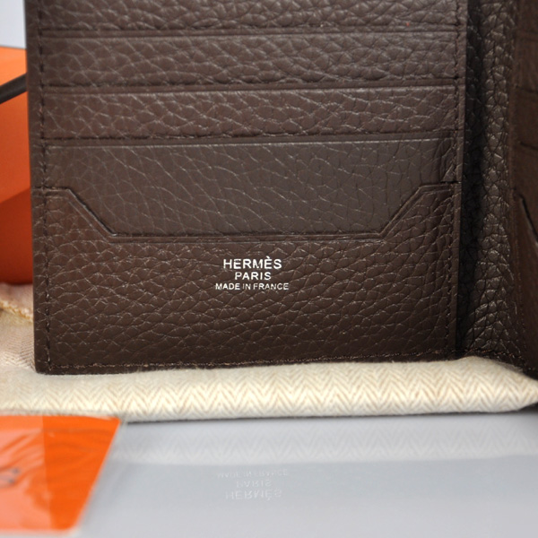 Hermes men Wallet clemence leather in Coffee