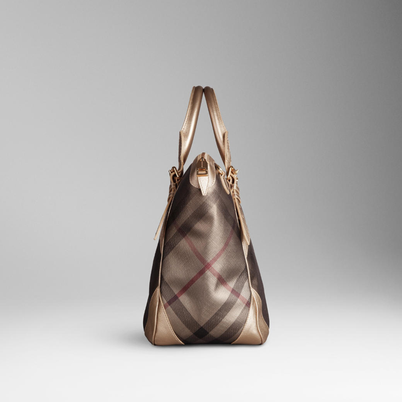 MEDIUM METALLIC CHECK TOTE