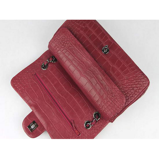 Chanel Fall Winter 2012 Croc Veins Leather Flap Bag A01112 Red