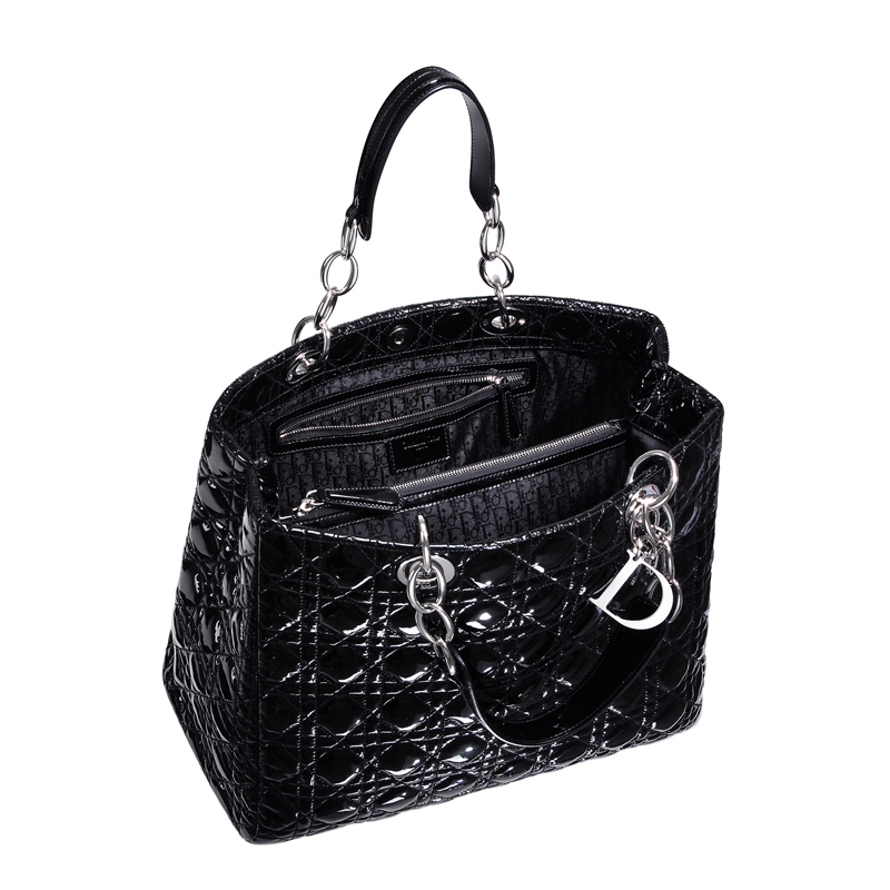 Dior Soft shopping bag in black patent leather