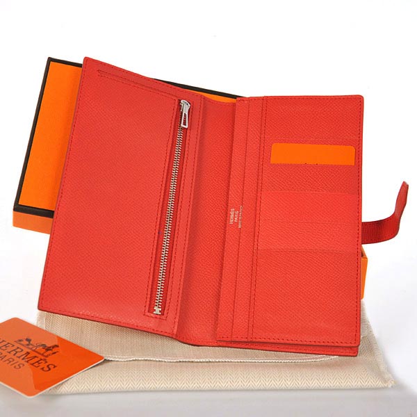 Hermes 2 flod original leather wallet in Flame