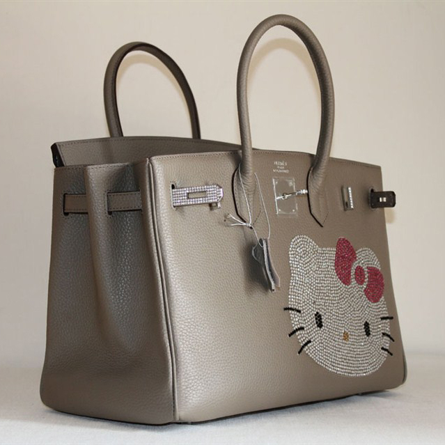 Hermes Birkin Hello Kitty 35CM Togo Leather Bag Grey HK0001