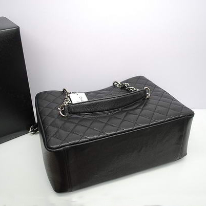 Chanel GST Caviar Leather Coco Bag A36092 Black Silver