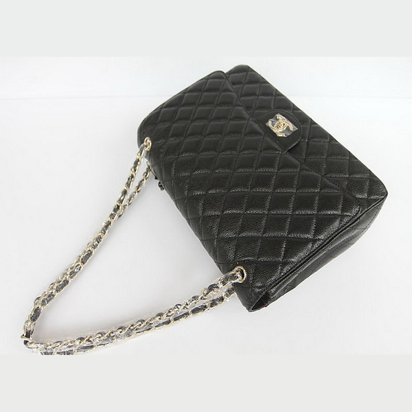 Chanel Flap Bag Quilted Black Caviar with Gold Chain 1116