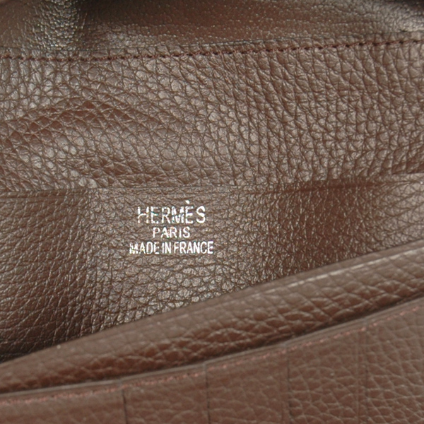 Hermes 3 fold wallet leather in Dark Brown