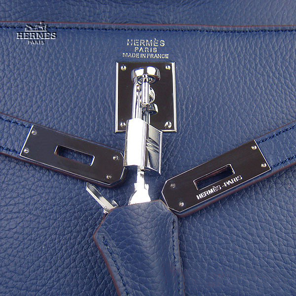 Hermes Kelly 35cm Togo Leather Bag Dark Blue 6308 Silver Hardware