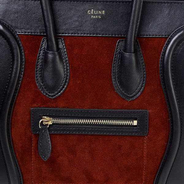 Celine Luggage Micro Boston Bag Original Suede Leather Wine