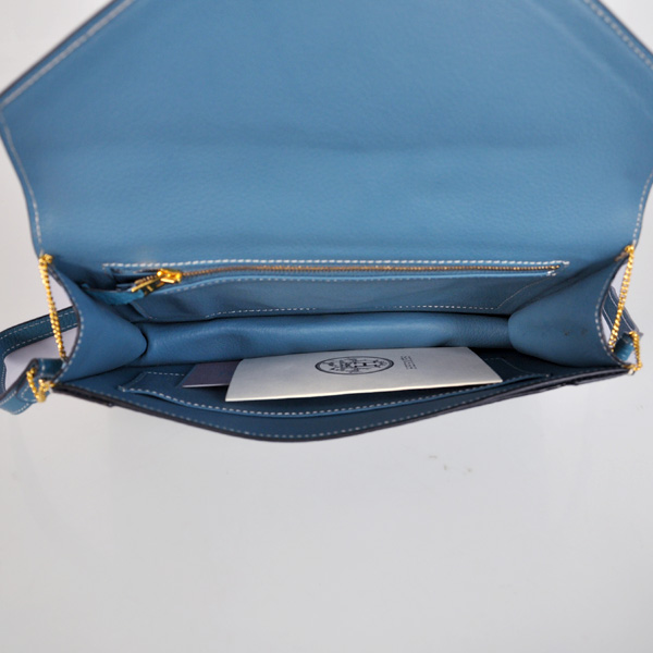 Hermes Liddy Bag clemence leather in Medium Blue with Gold hardware