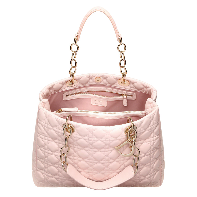 Large powder pink leather 'Dior Soft' shopping bag