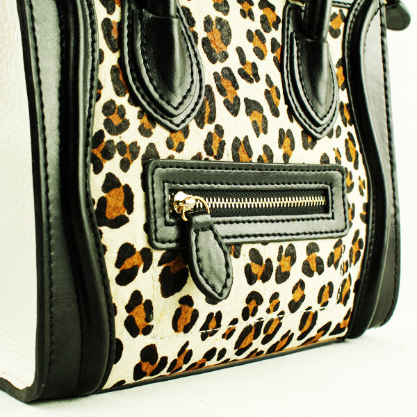 Celine Luggage small Fashion Bag White Leopard