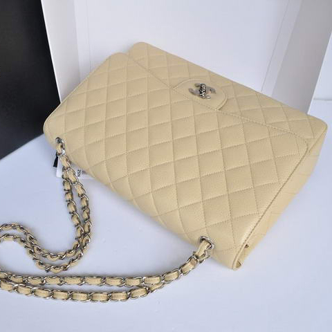 Chanel Original Caviar Leather Jumbo Flap Bag A47600 Apricot