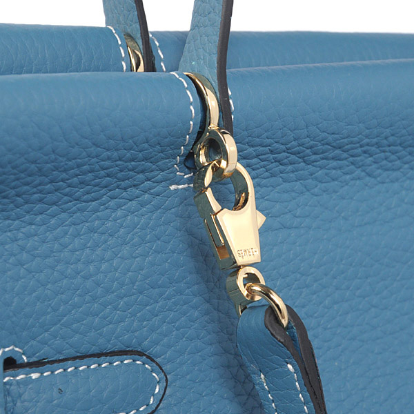 Hermes Spring Summer 2013 Shopping Bag H1046 in Medium Blue with Gold hardware