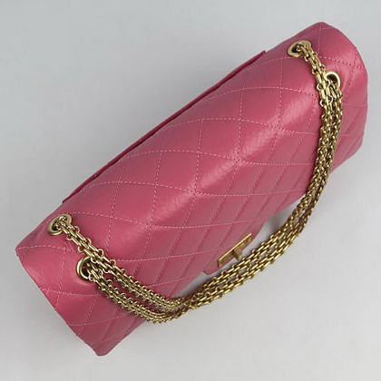 Chanel Flap Bag Quilted Pink Leather with Gold Chain 48102