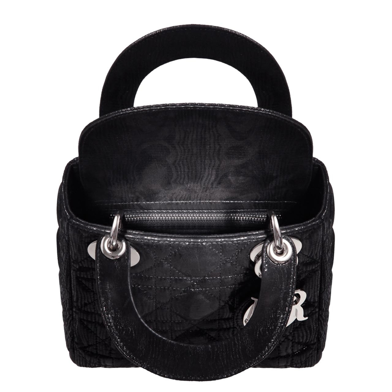 Iridescent black leather Lady Dior bag