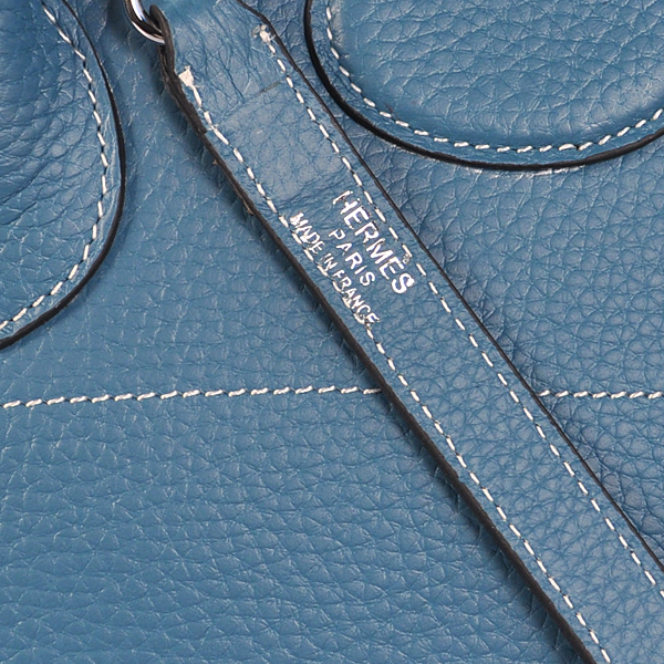 Hermes Bolide Togo Leather Tote Bag in Medium Blue with Silver hardware