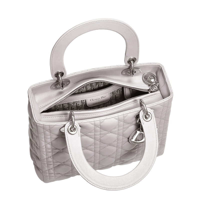 Lady Dior bag in mink-grey leather