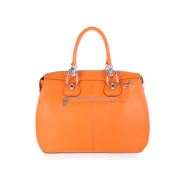 2012 Hermes New Leather Medium Shoulder Bag 0322 Orange with Silver metal