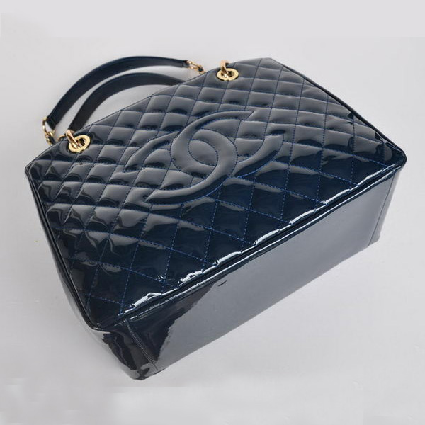 Chanel A50995 RoyalBlue Patent Leather Shoulder Bag Gold