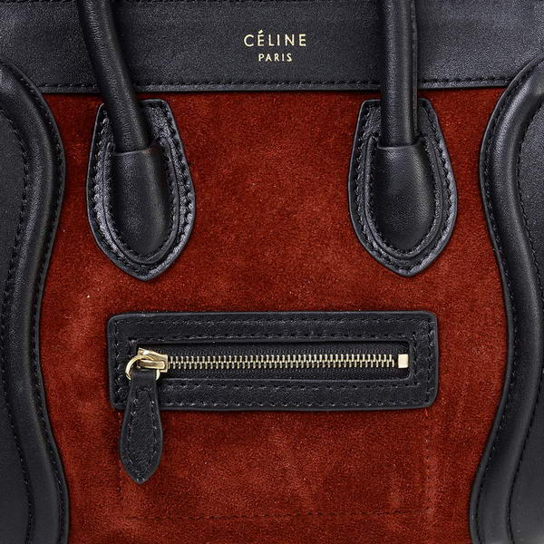 Celine Luggage Nano Bag Original Suede Leather Wine