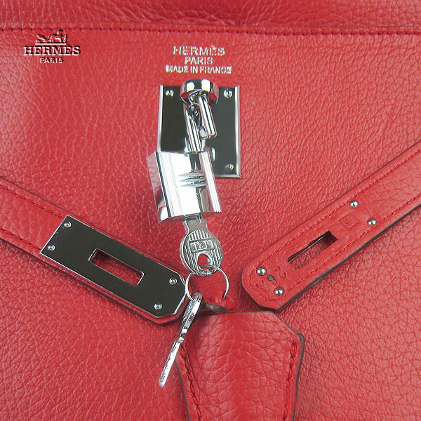 Hermes Kelly 35cm Togo Leather Bag Red 6308 Silver Hardware