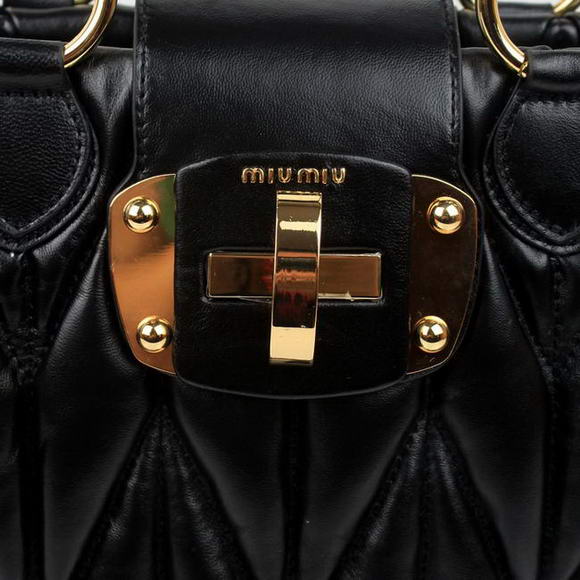 miu miu Tote Bag Lambskin Leather 88011 Black