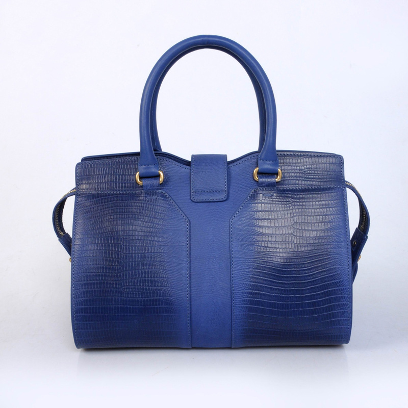 YSL Cabas Chyc lizard leather tote handbag 8220 blue