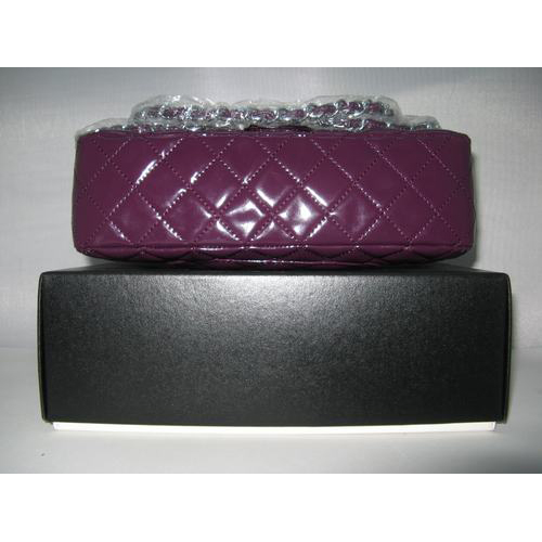 Chanel Patent leather Purple Flap bag with Silver chain