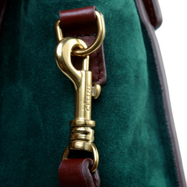 Celine Luggage Nano Bag Original Suede&Calf Leather Green&Wine