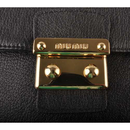 Miu Miu Tote Flap Bags Calf Leather 7428 Black