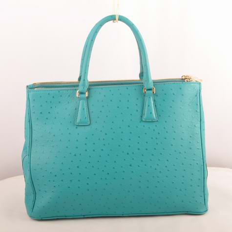 Prada Maxi Ostrich Leather Tote Bag Aquamarine