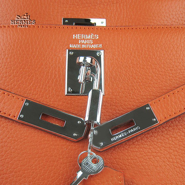 Hermes Kelly 35cm Togo Leather Bag Orange 6308 Silver Hardware