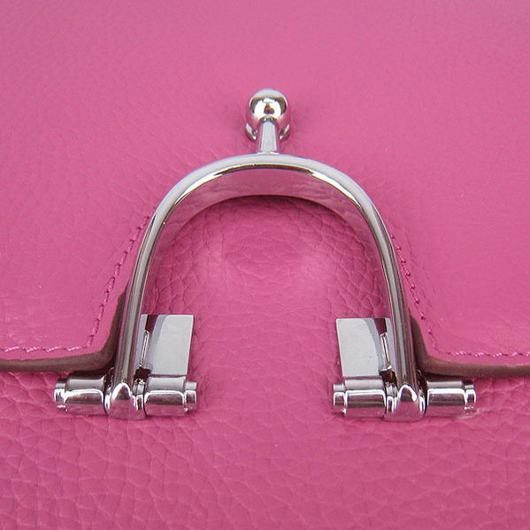 Hermes Stirrup Shoulder Bag Peach Calfskin Silver