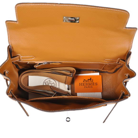 2012 New Hermes Bags Clemence Leather Camel