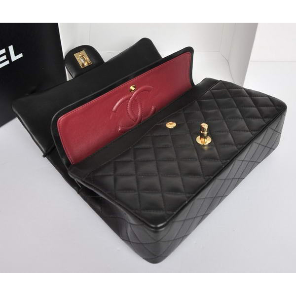 Chanel A1112 Flap Bag Original Leather Black Gold