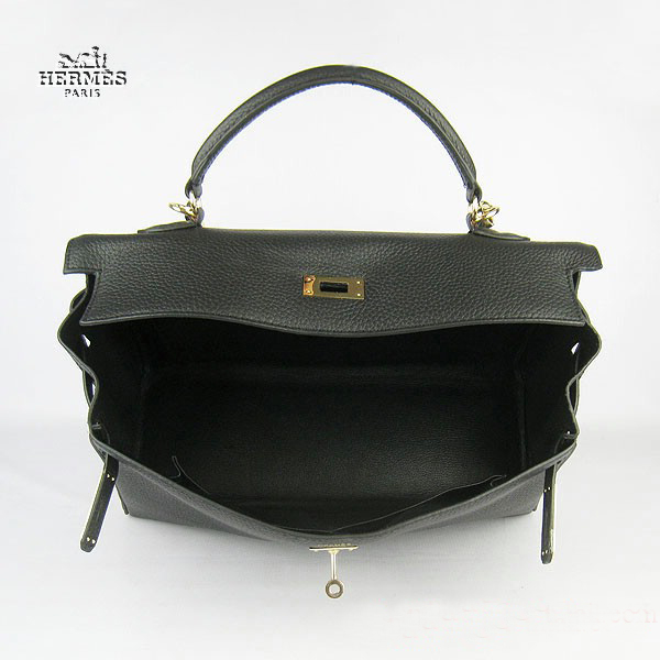 Hermes Kelly 35cm Togo Leather Bag Black 6308 Gold Hardware